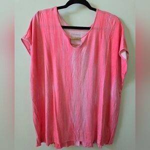 Lisa Rinna Collection Vibrant Pink Short Sleeve Top
